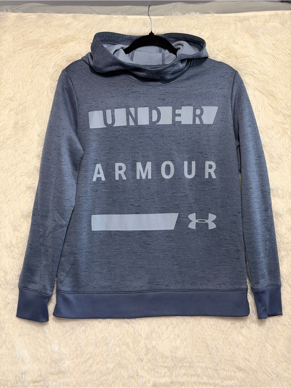 Under Armour Womens Cold Gear Loose Fit Pullover Hooded Sweatshirt S Blue Sporty